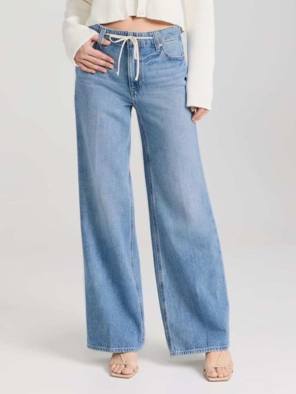 NWT Size 34 - PAIGE Zoey 31" Tie High-Rise Cotton Wide-Leg Jeans (NWT US$ 250)